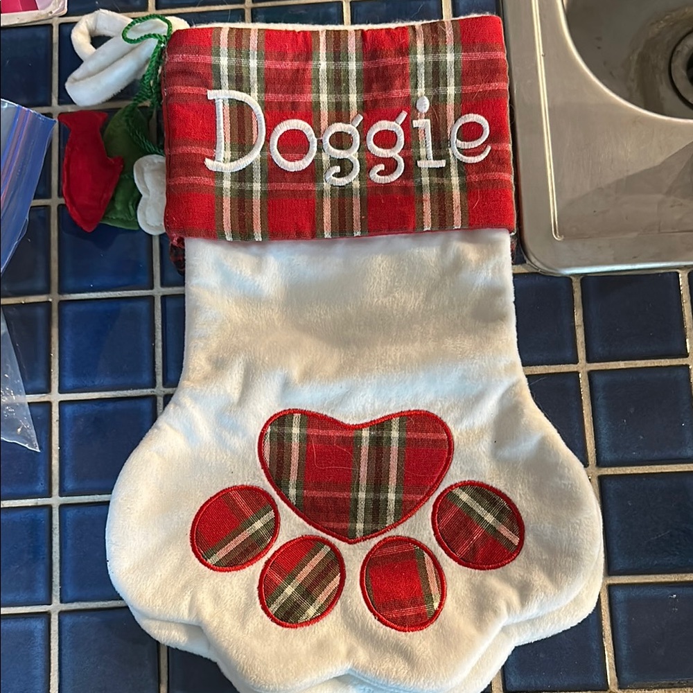 Plaid Doggie Christmas Stocking